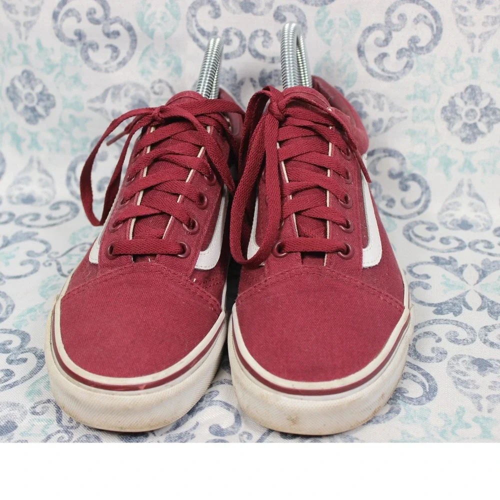Vans Old Skool‎ Burgundy Maroon Canvas Low Top Sneakers Mens 6 Womens 7.5